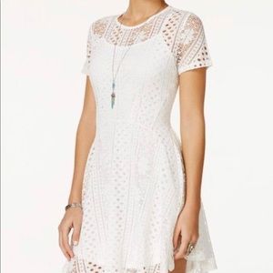 American rag fit and flair white lace over dress.
